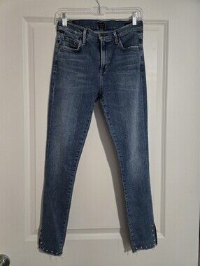Citizens of Humanity Rocket High Rise Skinny Jeans Studs Split Hem - Size 27